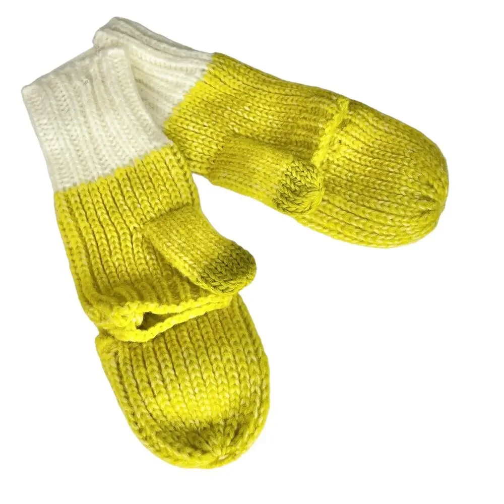 Aerie Gloves Mittens Convertible Flip Top Fingerless Green Cream Knit One Size